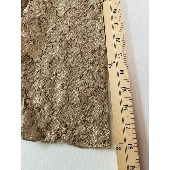 JL Studio Womens Vintage Tan Surplice Lace Stretch Top Size 3X Party Feminine - Picture 8 of 9